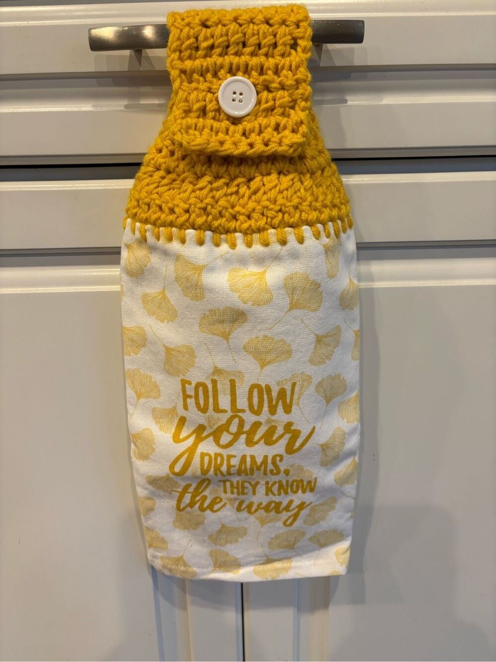 Crochet Top Kitchen Towel- Follow your dream